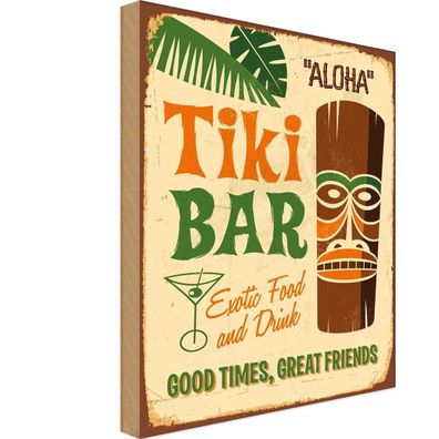 Holzschild 20x30 cm - Alkohol Tiki Bar Aloha Exotic Food