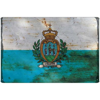vianmo Blechschild Wandschild 20x30 cm San Marino Fahne Flagge