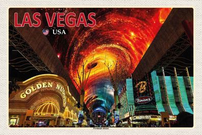 Holzschild 20x30 cm - Las Vegas USA Fremont Street Casinos