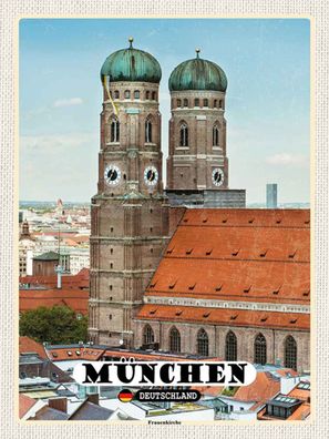 vianmo Holzschild 30x40 cm Stadt München Altstadt Frauenkirche