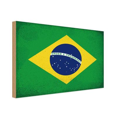 vianmo Holzschild Holzbild 30x40 cm Brasilien Fahne Flagge