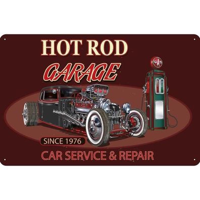 Blechschild 30x40 cm - hot rod Garage car service repair