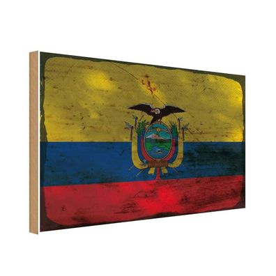 vianmo Holzschild Holzbild 30x40 cm Ecuador Fahne Flagge