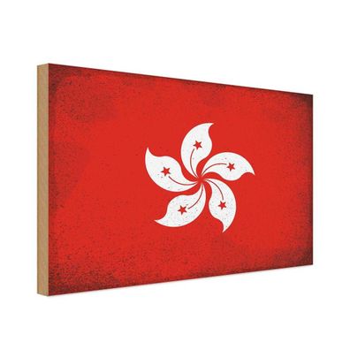 vianmo Holzschild Holzbild 30x40 cm Hongkong Fahne Flagge