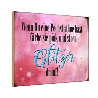 vianmo Holzschild 20x30 cm Dekoration Pechsträne färbe pink Glitzer