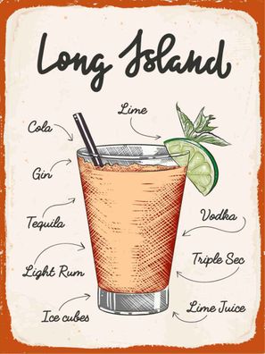 vianmo Holzschild 30x40 cm Essen Trinken Long Island Tequila Vodka
