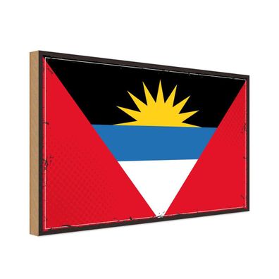 Holzschild 30x40 cm - Antigua und Barbuda Retro Flag