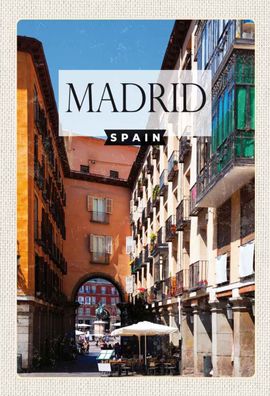 Holzschild 20x30 cm - Madrid Spain Mittelalter Architektur
