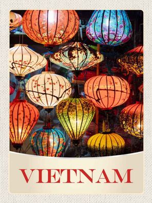 Holzschild 30x40 cm - Vietnam Asien bunte Laterne Kultur