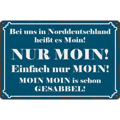 Blechschild 20x30 cm - Norddeutschland heißt NUR MOIN