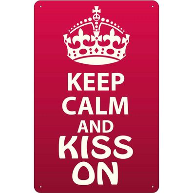 Blechschild 20x30 cm - Keep Calm and kiss on Geschenk
