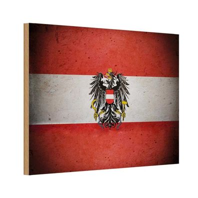 vianmo Holzschild Holzbild 18x12 cm Österreich Fahne Flagge