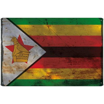 vianmo Blechschild Wandschild 30x40 cm Simbabwe Fahne Flagge