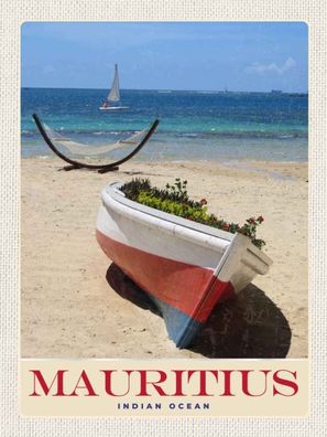 Holzschild 30x40 cm - Mauritius Indischer Ozean Boot