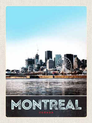 Holzschild 30x40 cm - Montreal Kanada Riesenrad Fluss Stadt