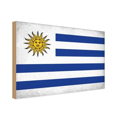 vianmo Holzschild Holzbild 30x40 cm Uruguay Fahne Flagge