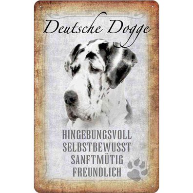 vianmo Blechschild 20x30 cm gewölbt Tier Deutsche Dogge Hund Geschenk