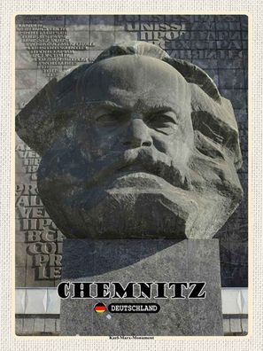 vianmo Holzschild 30x40 cm Stadt Chemnitz Karl-Marx-Monument
