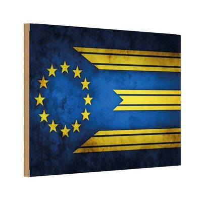 vianmo Holzschild Holzbild 20x30 cm Europa Fahne Flagge