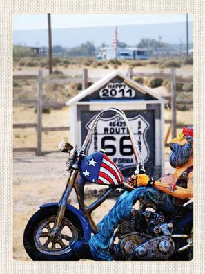 Holzschild 30x40 cm - Amerika Route 66 Biker California
