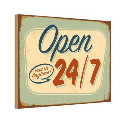 vianmo Holzschild 20x30 cm Hinweis open visit us anytime 24/7