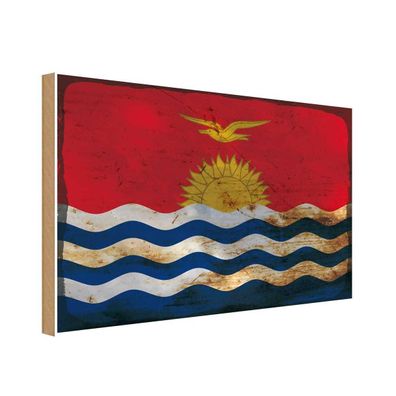 vianmo Holzschild Holzbild 30x40 cm Kiribati Fahne Flagge