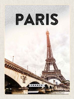 Holzschild 30x40 cm - Paris Frankreich Eiffelturm Tourismus