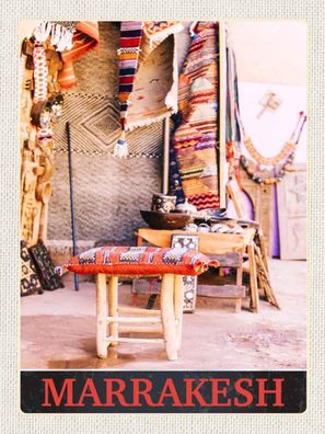 vianmo Blechschild 30x40 cm gewölbt Stadt Marrakesch Marokko Kultur