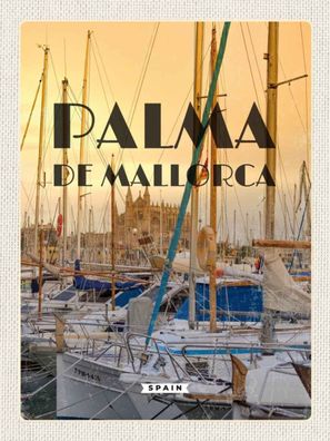 Holzschild 30x40 cm - Palma de Mallorca Yachten Meer
