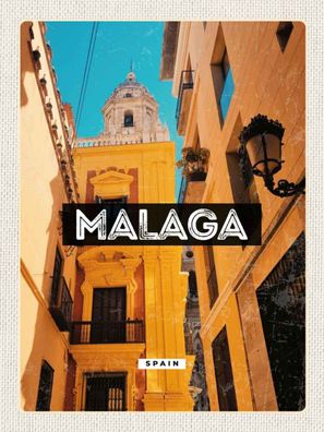 vianmo Blechschild 30x40 cm gewölbt Stadt Malaga Spain Altstadt Retro