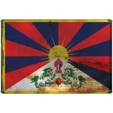 vianmo Blechschild Wandschild 30x40 cm Tibet Fahne Flagge