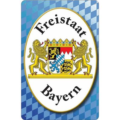 Blechschild 20x30 cm - Freistaat Bayern Wappen