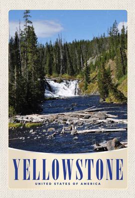 Blechschild 20x30 cm - Yellowstone Wasserfall Gebirge Natur