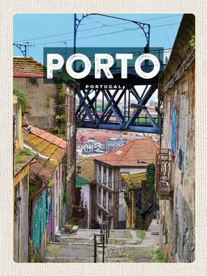 vianmo Holzschild 30x40 cm Stadt Porto portugal Altstadt Bild
