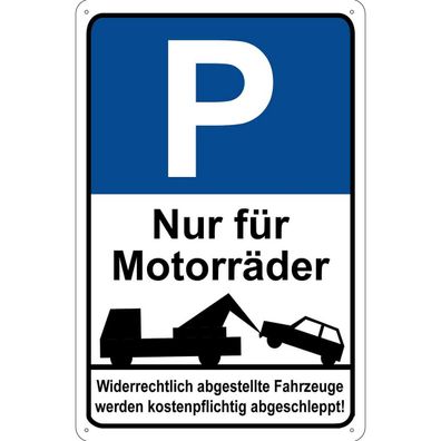 vianmo Blechschild 30x40 cm gewölbt Parkplatzschild Parkschild Nur für Motorräder