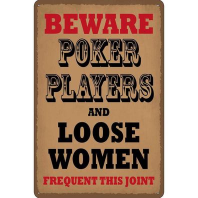 vianmo Blechschild 30x40 cm gewölbt Hinweis Poker Players and loose women