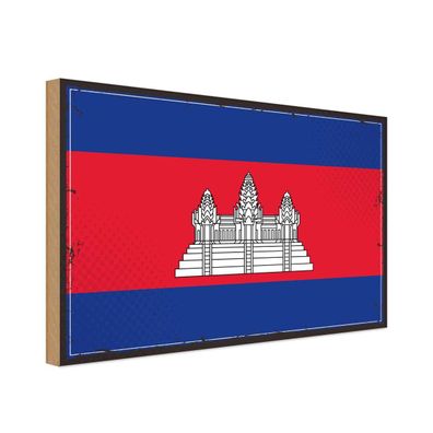 vianmo Holzschild Holzbild 20x30 cm Kambodscha Fahne Flagge