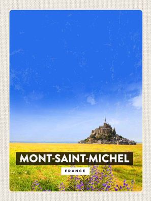 Holzschild 30x40 cm - Mont-Saint-Michel France Kathedrale