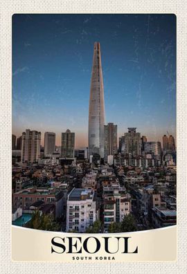 Holzschild 20x30 cm - Seoul Süd Korea Wolkenkratzer Stadt