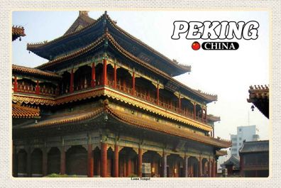 vianmo Holzschild 20x30 cm Stadt Peking China Lama Tempel