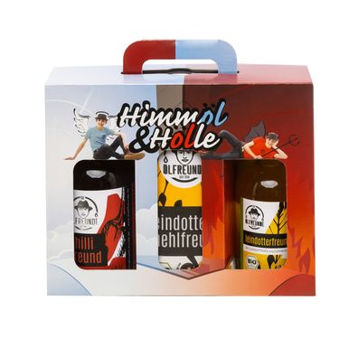Die Ölfreunde HimmÖl & Hölle Geschenke Set 2x Öl 1 x Mehl ohne Zusatzstoffe