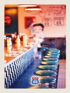 Holzschild 30x40 cm - Amerika USA Route 66 Restaurant Cafe