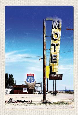Holzschild 20x30 cm - Amerika USA Route 66 Motel Wüste