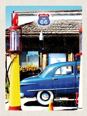 Blechschild 30x40 cm - Amerika Chicago Route 66 Tankstelle