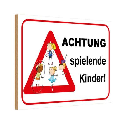 vianmo Holzschild 20x30 cm Warnung Achtung spielende Kinder