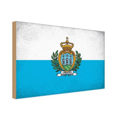 vianmo Holzschild Holzbild 20x30 cm San Marino Fahne Flagge