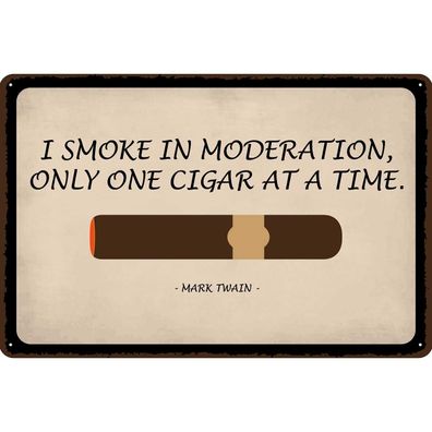 Blechschild 30x40 cm - i smoke in moderation only cigar