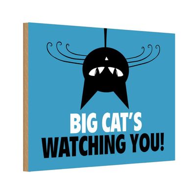 vianmo Holzschild 20x30 cm Tier Big cat`s watching you Katze