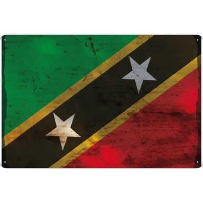 vianmo Blechschild Wandschild 30x40 cm St. Kitts und Nevi Fahne Flagge