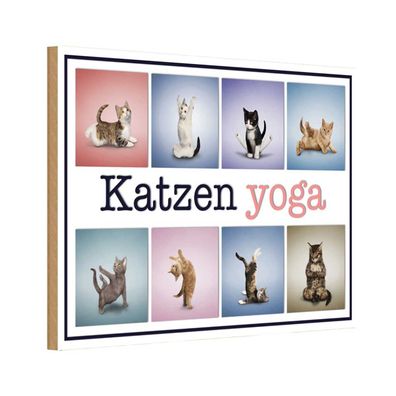 vianmo Holzschild 18x12 cm Tier Katze Katzen Yoga Wanddeko